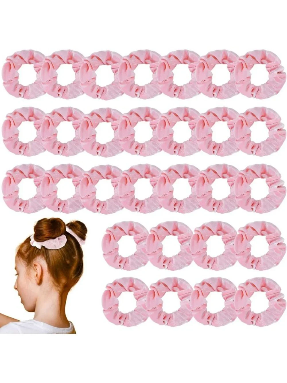 50 Pcs Pink Velvet Scrunchies - Soft Elastic Hair Ties for Women & Girls, Party